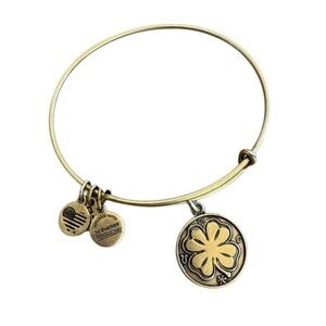 Alex and Ani Gold Clover Charm Bracelet
